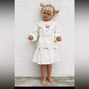 ZARA White Frayed Denim Skirt